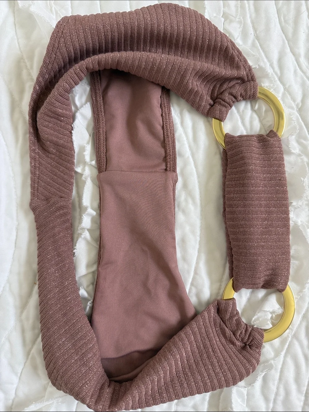 Monday Swimwear mauve lurex Brontë Bikini Bottom with Gold Ring